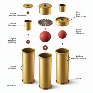 A variety of shotgun shells, including birdshot, buckshot, and slugs, displayed on a wooden surface with different gauges labeled.