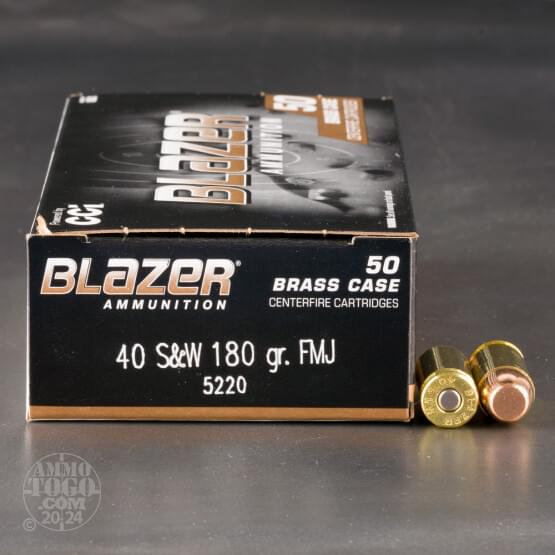 1000rds - 40 S&W Blazer Brass 180 Grain FMJ Ammo 1000rds - 40 S&W Blazer Brass 180 Grain FMJ Ammo